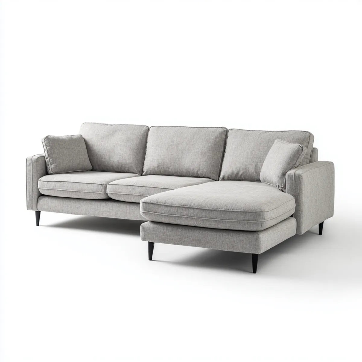 Divano angolare 3 posti grigio chiaro in poliestere a L 260 x 160 x 85 cm