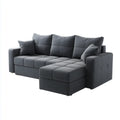 Divano angolare con chaise longue destra grigio scuro 250 x 160 x 85 cm in poliestere a L