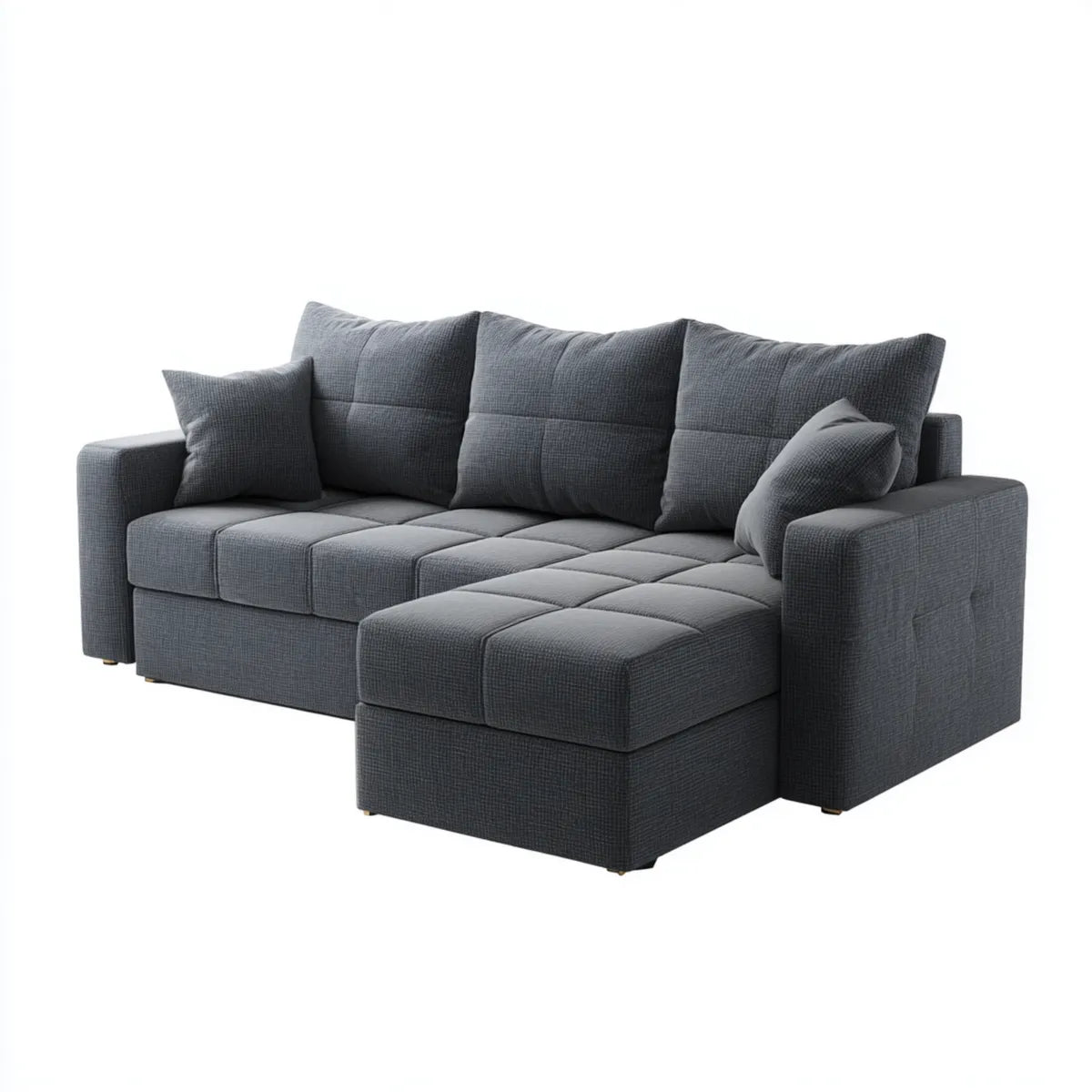 Divano angolare con chaise longue destra grigio scuro 250 x 160 x 85 cm in poliestere a L