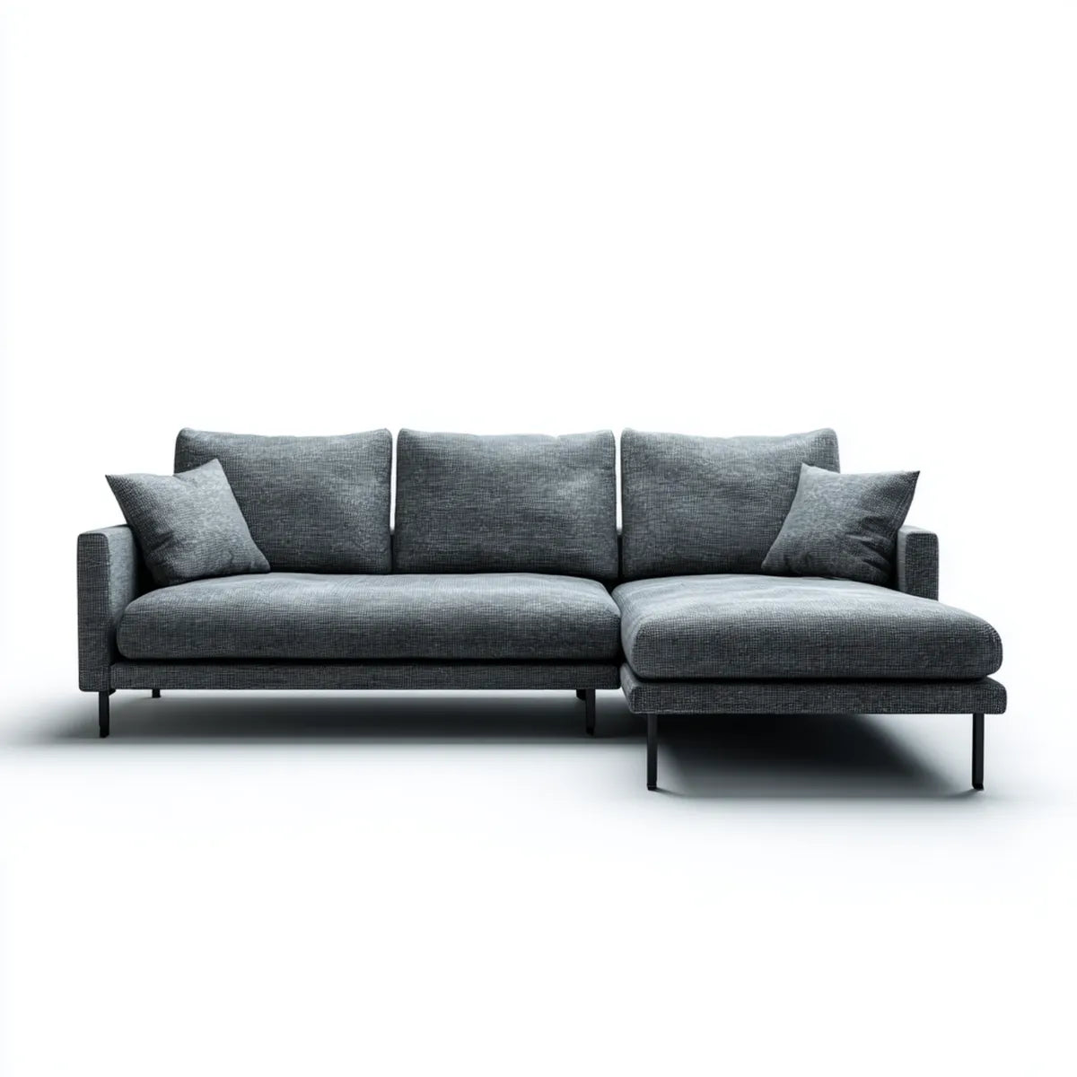 Divano angolare con chaise longue destra grigio in poliestere 3 posti 280 x 160 x 85 cm