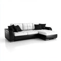 Divano angolare a L in pelle sintetica PU bianco e nero 260 x 165 x 85 cm
