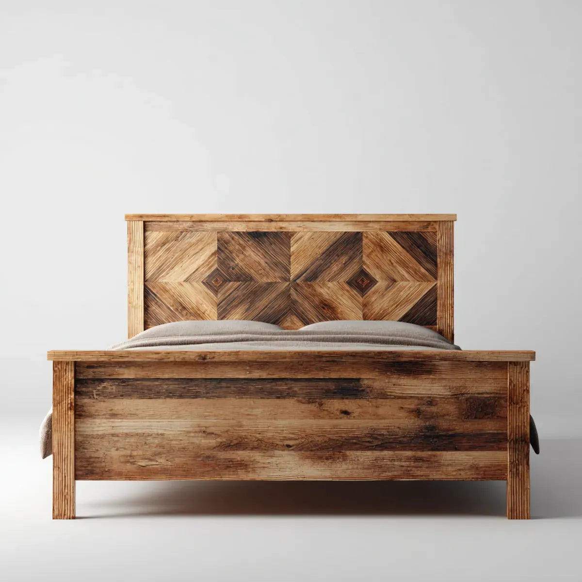 Letto matrimoniale in legno massello marrone 170 x 210 x 110 cm per materasso 160 x 200 cm rettangolare