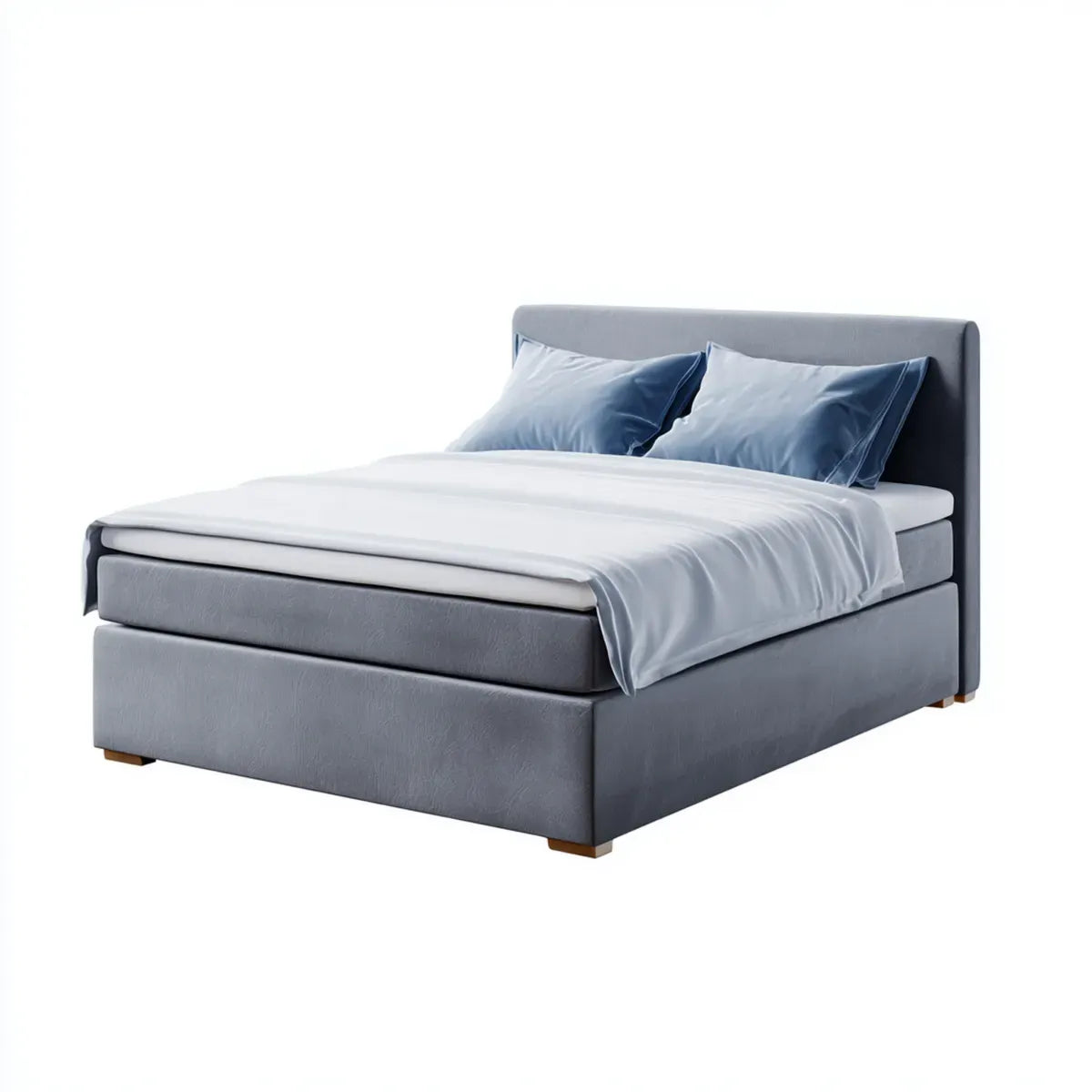 Letto matrimoniale imbottito grigio 160 x 200 cm rivestito in poliestere rettangolare