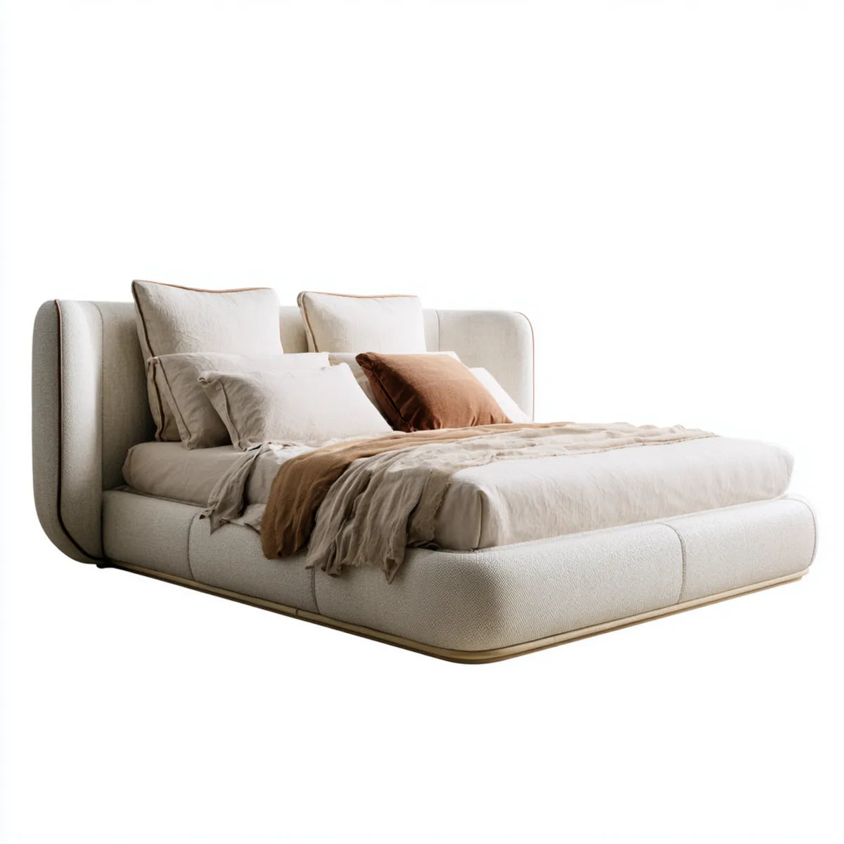 Letto matrimoniale imbottito avorio 180 x 200 cm in poliestere forma rettangolare