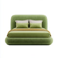 Letto matrimoniale imbottito verde per materasso 160 x 200 cm in velluto di poliestere con testiera arrotondata