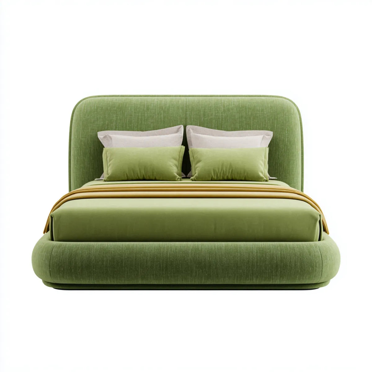 Letto matrimoniale imbottito verde per materasso 160 x 200 cm in velluto di poliestere con testiera arrotondata