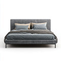 Letto matrimoniale imbottito grigio 160 x 200 cm in velluto di poliestere rettangolare