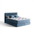 Letto matrimoniale imbottito blu 160 x 200 cm in poliestere con testiera trapuntata rettangolare