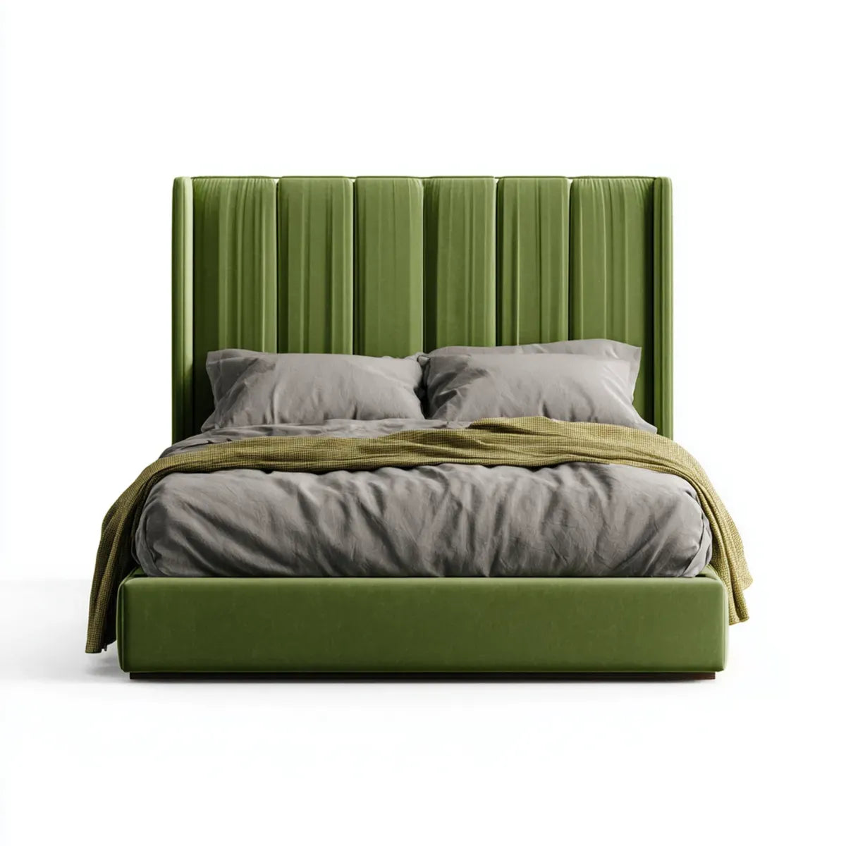 Letto matrimoniale imbottito verde 160 x 200 cm in velluto di poliestere rettangolare