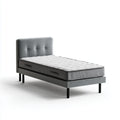 Letto singolo con materasso grigio 90 x 200 cm in poliestere rettangolare