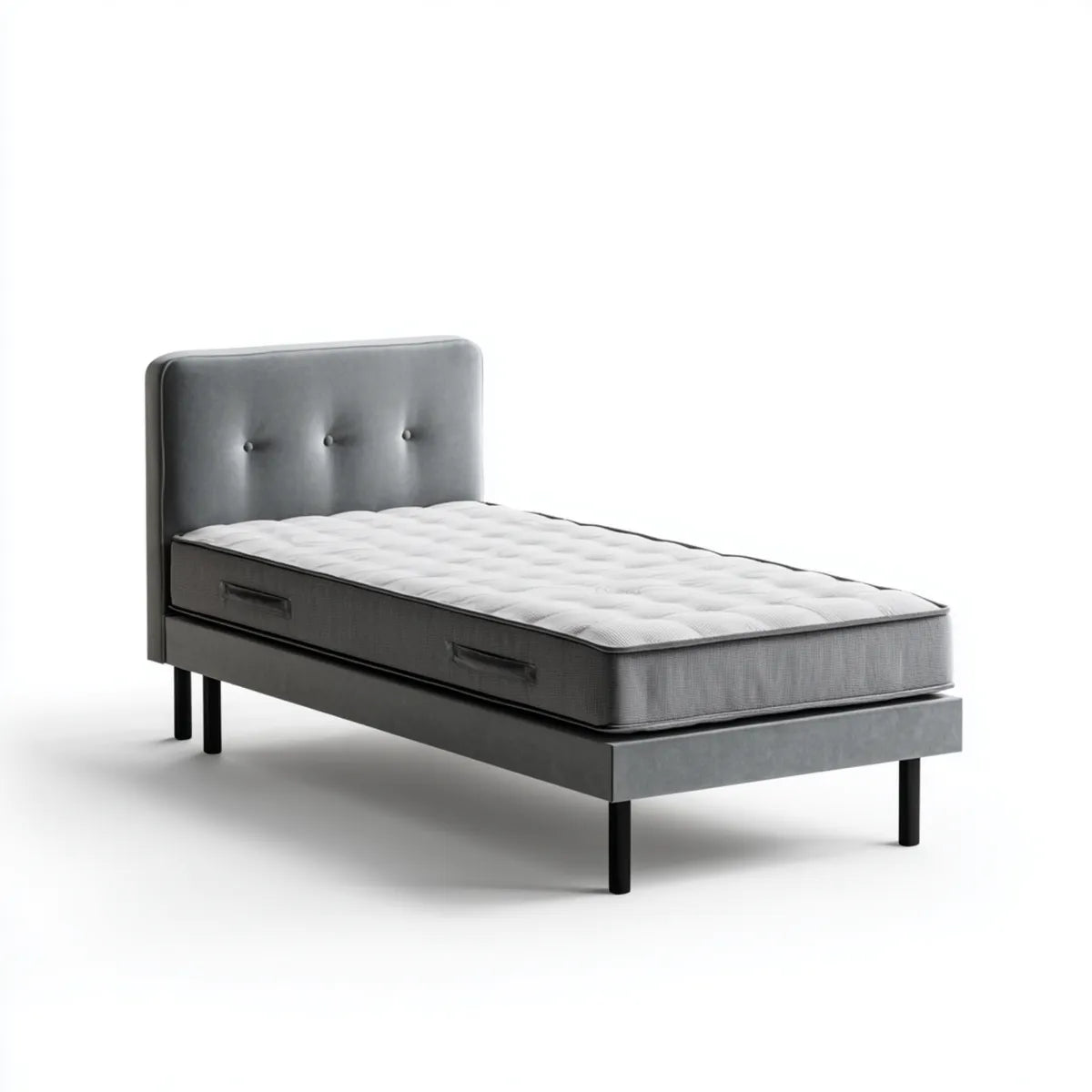 Letto singolo con materasso grigio 90 x 200 cm in poliestere rettangolare