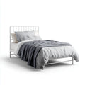 Letto singolo in acciaio bianco 90 x 190 cm rettangolare