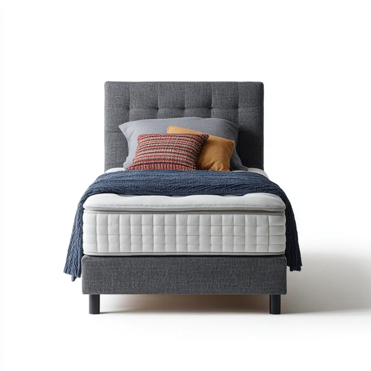 Letto singolo imbottito grigio antracite 90 x 190 cm in poliestere rettangolare
