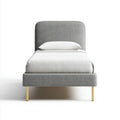 Letto singolo rivestito grigio 90 x 190 cm in poliestere con testiera arrotondata e gambe in acciaio