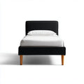 Letto singolo imbottito con testiera nero 90 x 190 cm in poliestere rettangolare