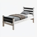 Letto singolo bianco e nero 90 x 200 cm in legno massello di pino rettangolare