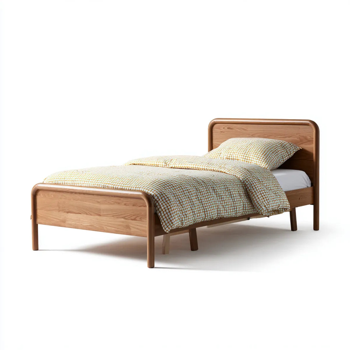 Letto singolo in legno massello marrone 90 x 200 cm rettangolare