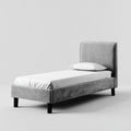 Letto singolo rettangolare grigio 90 x 190 cm con testiera imbottita in velluto di poliestere