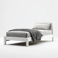 Letto singolo bianco 90 x 190 cm in legno massello di pino rettangolare