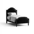 Letto singolo imbottito nero 90 x 190 cm in similpelle PVC con testiera e pediera sagomate